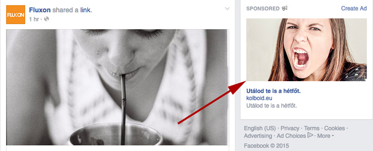 A kísérlet Facebook egyik reklámja