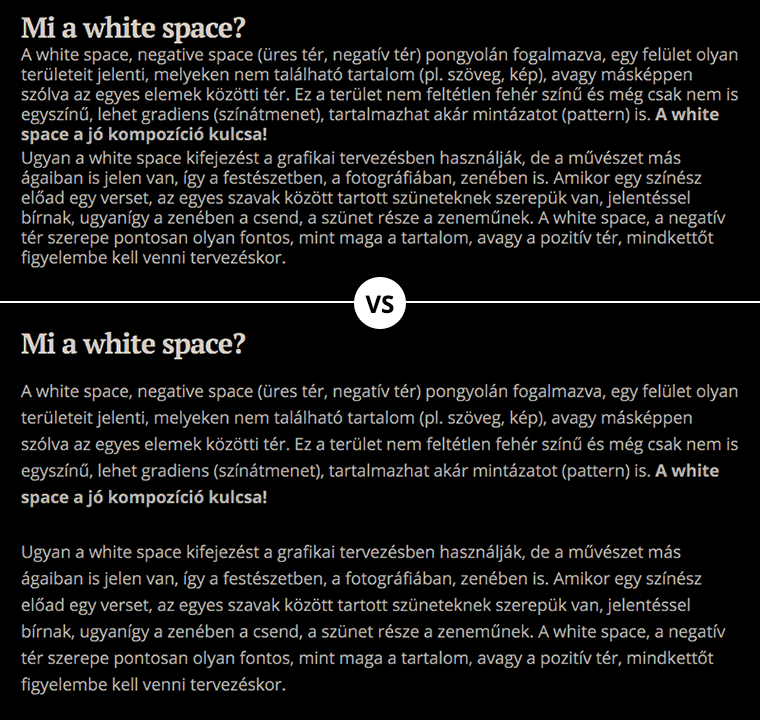 A white space az olvashatóság fokát növeli – Margó és sormagasság