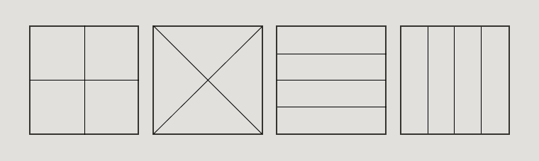 négyzetek átlósan, sávokra vágva